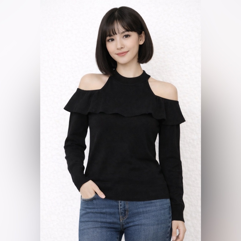 RACHEL Rachel Roy Black Cold Shoulder Sweater Size XS. NWT